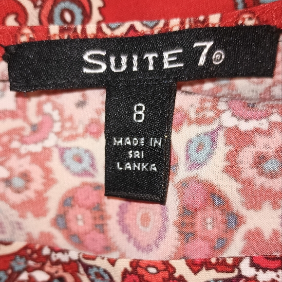 Suite 7 Orange Paisley Long Sleeve Dress Size 8 - Picture 2 of 4